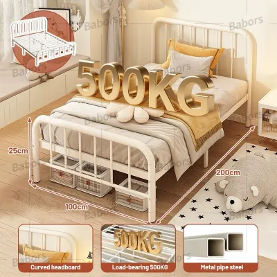 Luxury Iron Bed Frame Metal Bed Frame With Headboard High Load-Bearing Thickened Iron Bed Frame Stainless Steel Bed Single/Double Size