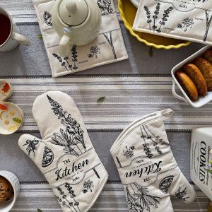 GAOSU Cotton Oven Gloves Thickened Vintage Insulation Mat Kitchen Baking Accessories Anti-scald Anti Steam Gloves Microwave Oven