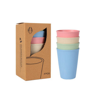 Specool® Dinnerware Gift Set Wheat Straw Tableware 4Pcs/Set Gift Box Wheat Straw Plates Bowls Cups