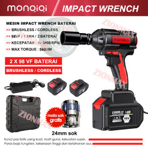 【JakartaBISA COD】98VF 560N CORDLESS IMPACT WRENCH impek pembuka baut motor BRUSHLESSMESIN BOR BATTERY DINDING BETON KAYU IMPACT WRENCH for moto and car tire assemble mesin bor cordless drill
