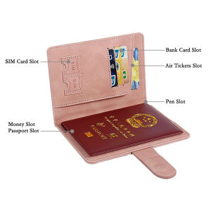 LYM RFID Buckle Passport Cover PU Leather Man Women Travel Passport Holder With Credit Card Holder Case Wallet Protector Cover Case