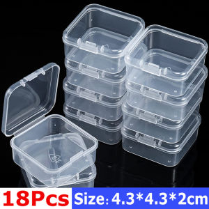 ภาชนะกล่องที่เก็บพลาสติกใสขนาดเล็ก4.3*4.3*2ซม. 48ชิ้นพร้อมฝากล่องบานพับเปล่าสำหรับทำเครื่องประดับลูกปัดงานฝีมือ DIY