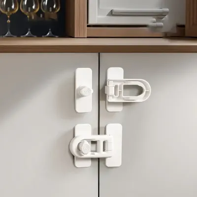 Self-Adhesive Refrigerator Oven Door Lock Plastic Safety Lock No-Drill Installation