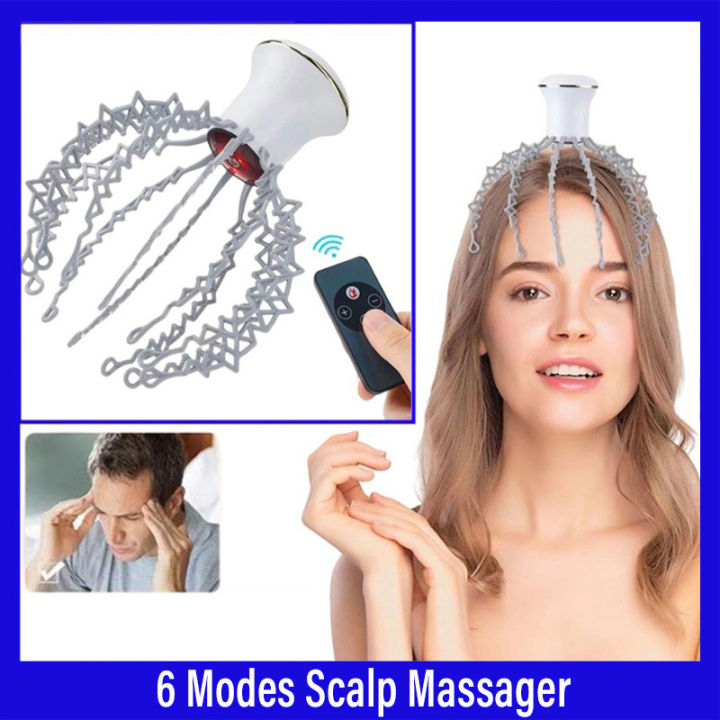Electric Octopus Scalp Massager 6 Modes Head Massager Therapeutic Head Scratcher Relief Hair
