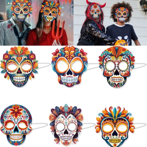 6 cái Mặt nạ Halloween Mặt nạ dự tiệc Prop mexicans trang phục mặt nạ đáng sợ ngày của người chết sọ người lớn cosplay Masquerade đạo cụ