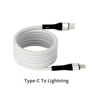 Muxma Magnetic Self Winding Fast Charging Cable Type C for iPhone 16 15 65W USB A To L/C-L Wire Data