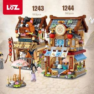 LOZ IDEAS Mini Block 1243 / 1244 Horse Stable 马厩  Grocery Store 驿站 Chinese Style Street View Building Brick Boy Girl