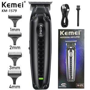 Kemei ปัตตาเลี่ยนไฟฟ้า KM-1579ปัตตาเลี่ยนตัดผมที่โกนหนวดไร้สายแบบชาร์จไฟได้ USB คลิปเปอร์บุรุษเครื่องตัดผม
