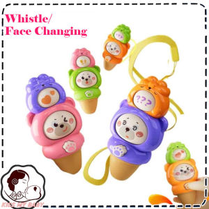 Kid Ice Cream Whistle Toy Press To Change Face Baby Soothing and Early Education Learning Music Gift