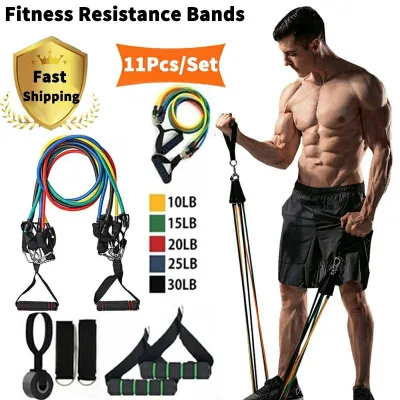 11-piece Tension Band 100 Pounds Resistance Rope Body Workout Yoga Fitness Exercise Muscle Training