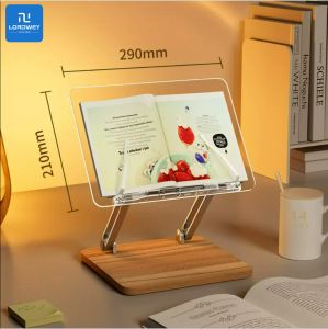 LORDWEY Wooden Reading Stand Equipped with A Lightweight Transparent Acrylic Multi-functional Lifting Tablet Computer Stand Laptop Stand Desktop Bookshelf
