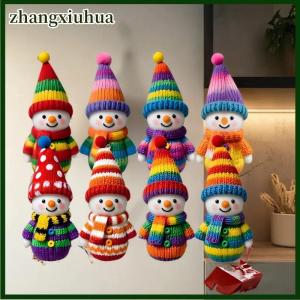 zhangxiuhua 2D Color Christmas Snowman Pendants Wood Cartoon Xmas Tree Hanging Ornament DIY Home New Year Party Atmosphere Decoration Supply