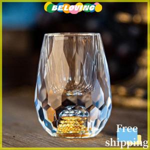 Beloving Flash Sale แก้วคริสตัลหรูหราแก้ววอดก้าแก้วบาร์เหล้า shochu ด้านล่างคู่แก้วฟอยล์สีทองแก้วชาของขวัญชั้นสูงเหล้าแข็ง
