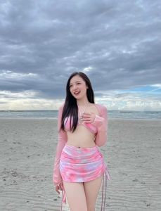 Sét đồ bơi áo tắm đi biển hoa trắng tay bo phối quần váy rút cực dễ thương mẫu mới hottrend BIKINI SG