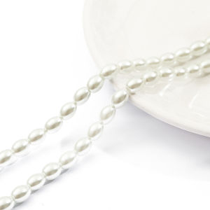 90/120 Cái Nhiều Kích Cỡ Màu Be Trắng Hình Bầu Dục Ngọc Trai Giả Hạt Thủy Tinh Hạt Đệm Cho DIY Vòng Cổ Bông Tai Làm Vòng Tay Trang Sức