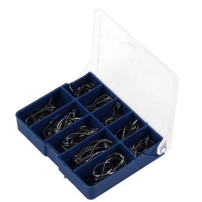 100Pcs Pack Set Carbon Steel Offset Worm Fishing Hooks Circle Fish Hook For Saltwater or Freshwater Catfish Bass Fishing Tackle Accessories