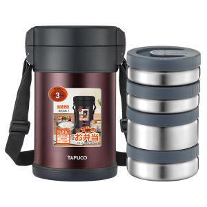 Bộ hộp cơm giữ nhiệt TAFUCO T2542 1.5L 3 ngăn Inox 304 + tặng kèm set muỗng đũa Inox 304 và túi giữ nhiệt