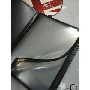 Leather BLACK Cover High-end Menu book Menu stand Menu holder Menu board A4 Size 4-6-8-10-12 Pages