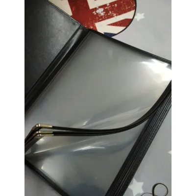 Leather BLACK Cover High-end Menu book Menu stand Menu holder Menu board A4 Size 4-6-8-10-12 Pages