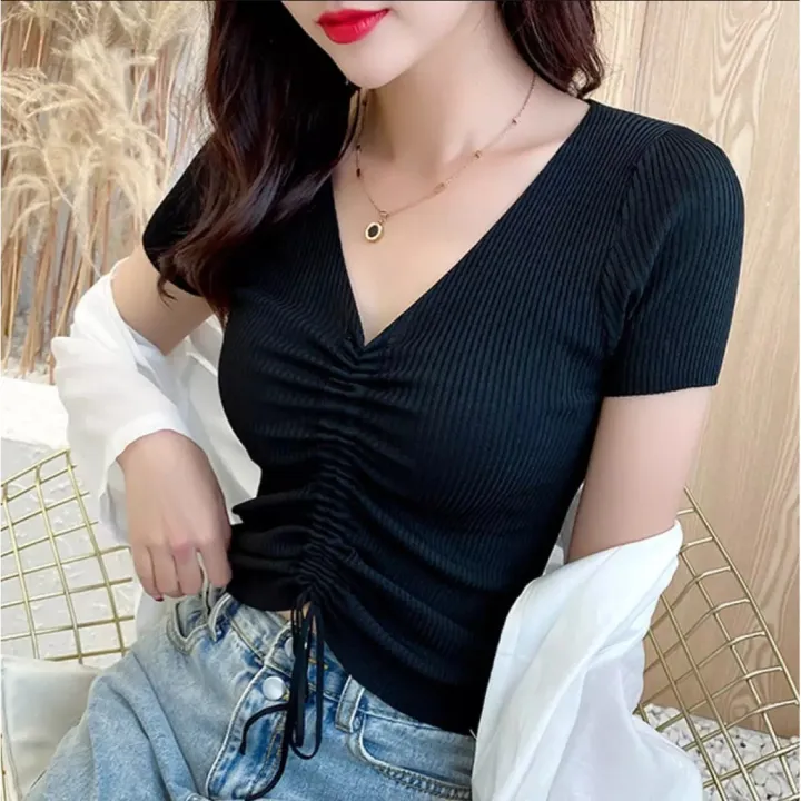 Villing%20Serut%20RIB%20%7C%20Atasan%20Wanita%20Crop%20Top%20Vneck%20Serut%20-%20Image%205