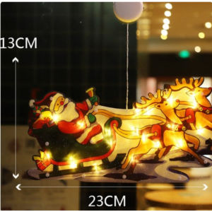 Christmas Window Lights Suction Cup Hanging Led Lamp Battery Powered Pvc Decor For Shop Home