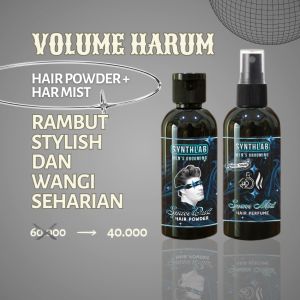 Synthlab Hair Powder & Hair Mist Volume Harum Package - Clay Pomade Waterbased untuk Pria dengan Sikat Lipat - Haircare