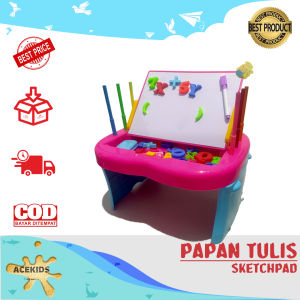 Meja Belajar Jumbo Papan Tulis Drawing Board Magnet Bonus Koleksi Abjad Angka Tempel Magnit