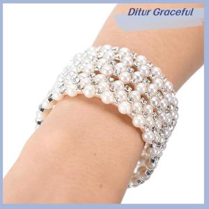 Ditur Multilayer Wide Elastic Cuff Bracelet Bangle Wristband Jewelry