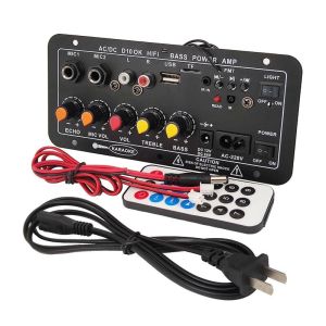 DIY Myself แอมป์จิ๋ว ด้วยแก้วใยนำแสง D60Car แอมป์บลูทูธ 220V 12V 24V Bluetooth 5.0เครื่องขยายเสียงซับวูฟเฟอร์ Dual ไมโครโฟนเครื่องขยายเสียง8-12นิ้ว