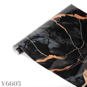 TERMURAH Wallpaper Dinding Marmer Hitam Gold Glosy Anti Air Dan Minyak Ukuran 60 Cm X 3 Meter