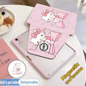 เคส Hello Kitty ipadเคสแท็บเล็ตที่ถอดออกได้ กระเป๋าดินสอแม่เหล็กสําหรับ ipad 2025 gen 11 A16 เคสไอแพด gen10 เคส ipad gen 9 8 7 ipad air m2 11 inch m3 ipad air 5 case air 4 air6 11นิ้ว pro 11 นิ้ว mini 6 mini 7 a17 pro case ipad น่ารัก การ์ตูน อนิเมะ