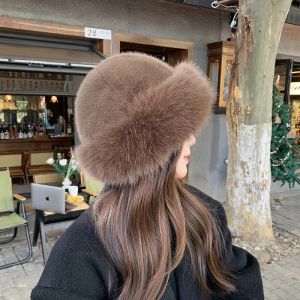 New Style Fashion Hat Womens Winter New Thick Warm Imitation Fur Simple Fishermans Hat Imitation Mink Fur Ladies Mongolia Caps2026