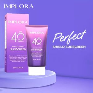 𝗝𝗨𝗡𝗞𝗜𝗘 𝗠𝗔𝗞𝗘𝗨𝗣 - Sunscreen Wajah Hyaluronic Acid Implora Perfect Shield Spf 40 Pa++++