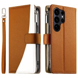 New Phone Case For Samsung Galaxy S26 S25 S24 S23 S22 S21 Ultra / S26 S25 S24 S23 S22 S21 Plus / S23 S21 S20 S24 S25 S26 FE Magnetic Leather Color Splicing Wallet Card Slot Flip Cover Casing