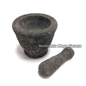 Lumpang Alu Batu Asli Mortar Pastle Lesung Alat Penumbuk Obat Herbal Ukuran 11 cm Volume 200 ml - Ulekan Batu Tradisional Aesthetik Modern Gerusan Obat