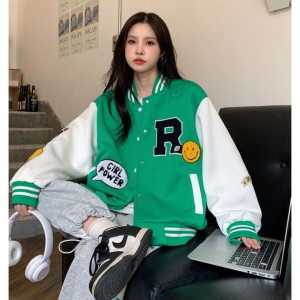 JAKET WANITA BASEBALL BIRU/JAKET VARSITY TERBARU