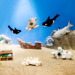 🔥🔥🔥fenglin Mini Simulated Whale Turtle Aquarium Fish Tank Micro Landscape Home Desktop Car Dashboard Ornaments