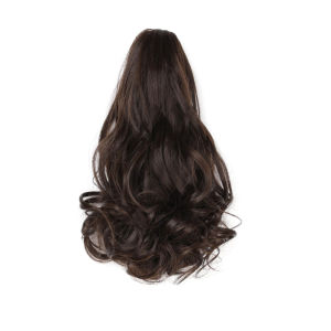 25ซม. กรงเล็บหยิกสั้นคลิปในผมหางม้าต่อผมสังเคราะห์สีดำสีน้ำตาลสำหรับผู้หญิง