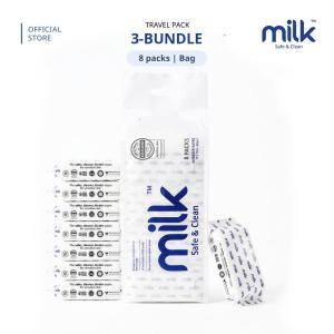 MILK Baby Water Wipes Travel Pack 8s | 99.9% Pure Water | Safe for Face & Mouth [3 Packs]