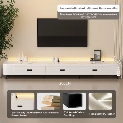 Hot Selling Sintered Stone TV Cabinet & Coffee Table Combo Light Luxury Modern Design for Living Room Space-Saving Floor Unit for Small Apartment with Free Shipping
