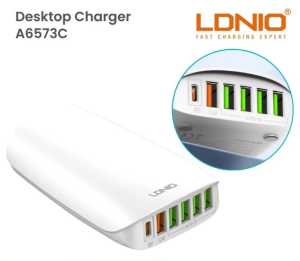 LDNIO A6573C Smart charger 6 Port USB 65watt Super Fast Charger Kabel 1.5M