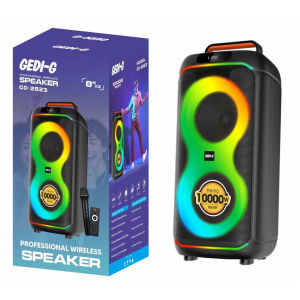 ลำโพง พกพา บลูทูธ ล้อลาก 8นิ้วx2ดอก รุ่นGD-2823 ไฟวิ่งหลากสี แบตในตัว ต่อคอมได้ แถมไมค์ เบสดีมาก