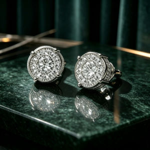 Hip Hop Punk Iced Out Zircon Stud Earrings for Men Women Ear Accessories Hippie Fashion Jewelry