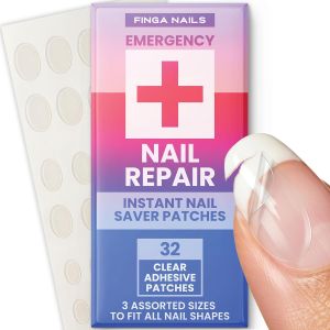 Nail Repair Patches - Clear Self-Adhesive Broken Nail Patches for Broken Fingernails - Split Fingernail Repair Sheet Instant Protection for Chips and Splits - 32 Pre-Shaped Tabs Mani Saver Kit