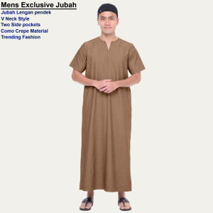 Jubah Lelaki Baru Feysen Lengan Pandek Jubah V Neck / Mens Long Jubah Dress 2024 Fashion