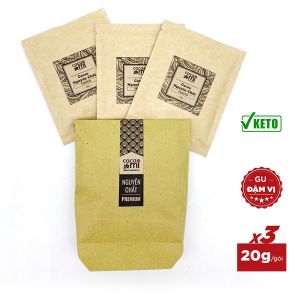 Combo 3 gói dùng thử bột cacao nguyên chất không đường CACAOMI Premium gu đậm vị pha socola nóng trà sữa hỗ trợ giảm cân ăn kiêng chuẩn Keto 15g/gói