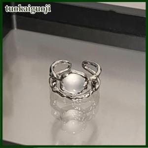 tuokaiguoji แหวนโอปอลคริสตัลแบบเปิดแหวกแนววินเทจสำหรับผู้หญิงของขวัญเครื่องประดับแสนสวย Y2K หวาน
