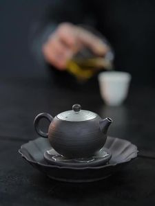 Kirilgu Black Gilded Silver Japanese Style Teapot Kettle Coarse pottery Tea Making Device Tea Infuser Tea Kettle Chinese Small Pot 2Z6B7
