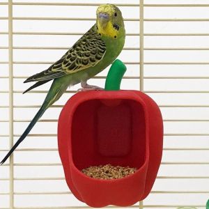 OUTOPEN Plastic Parrot Cage Feeder Hanging Chili Shaped Bird Food Basin Unique Funny Parrot House Cage Mount