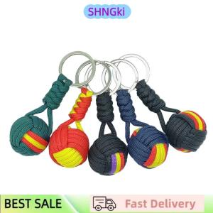 SHNGki Military Parachute Woven Rope Ball Keychain Lanyard Key Ring Monkey Fist Key Chains Outdoors Survival Tool Jewelry